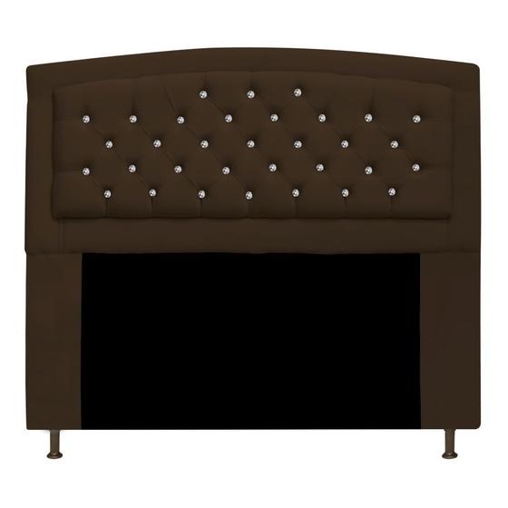 Imagem de Cabeceira Estofada Geovana 140cm Casal Strass Capitonê Suede Marrom - Damaffê Móveis