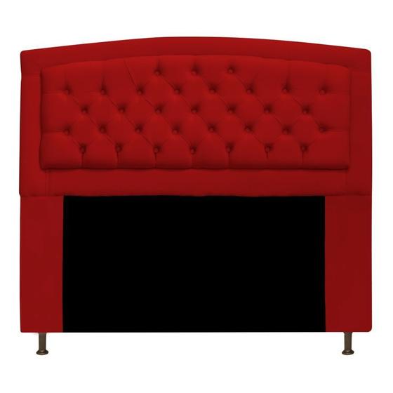 Imagem de Cabeceira Estofada Geovana 140cm para Cama Casal Capitonê Suede Vermelho - KDAcanto Móveis