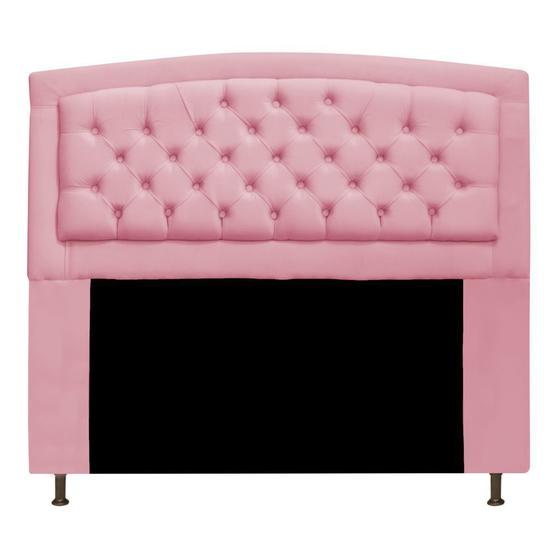 Imagem de Cabeceira Estofada Geovana 160 cm para Cama Queen Size Com Capitonê Suede Rosa Bebê - Damaffê Móveis