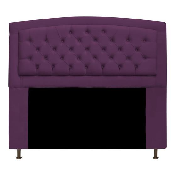 Imagem de Cabeceira Estofada Geovana 160 cm para Cama Queen Size Com Capitonê Suede Roxo