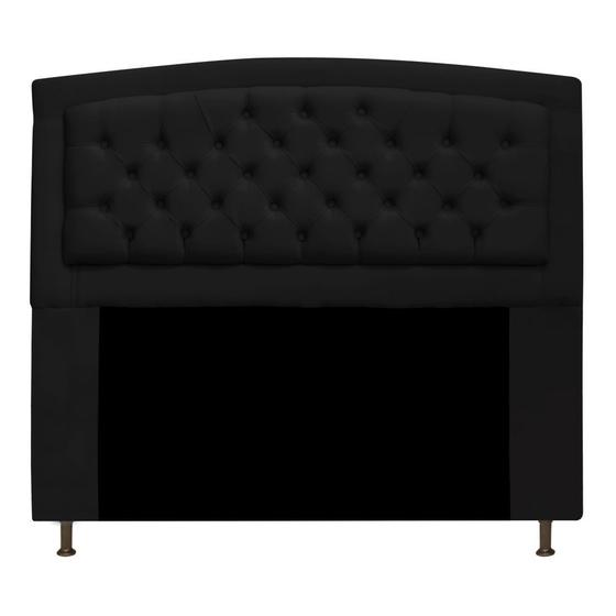 Imagem de Cabeceira Estofada Geovana 160cm para Cama Queen Size Capitonê Suede Preto