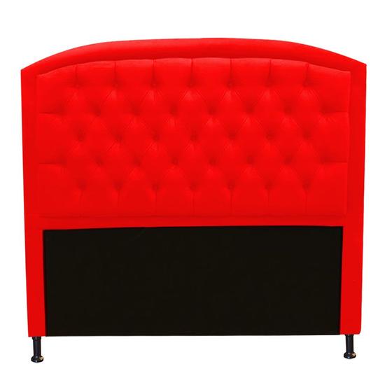 Imagem de Cabeceira Estofada Geovana 195 cm King Size Quarto para Cama Box material sintético Vermelho - KDAcanto Móveis