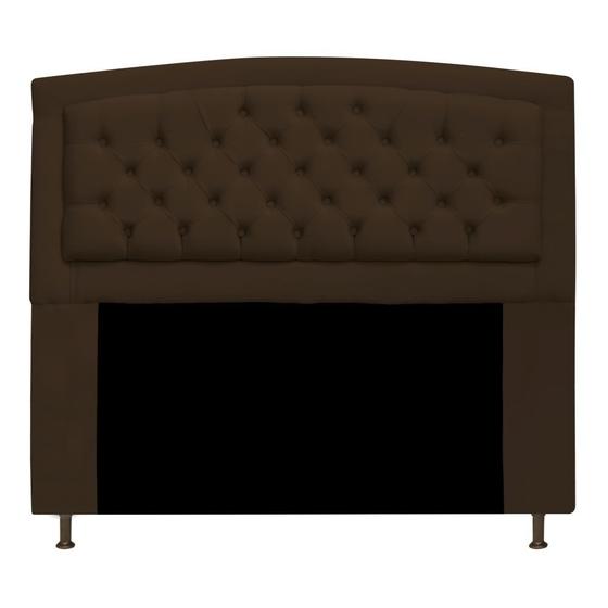 Imagem de Cabeceira Estofada Geovana 195 cm para Cama King Size Com Capitonê Suede Marrom - Damaffê Móveis