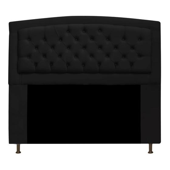 Imagem de Cabeceira Estofada Geovana 195cm King Size Capitonê Suede Preto - Damaffê Móveis