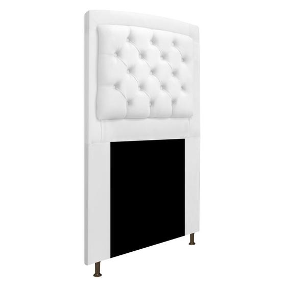 Imagem de Cabeceira Estofada Geovana 90 cm para Cama Solteiro com Capitonê  Suede Branco