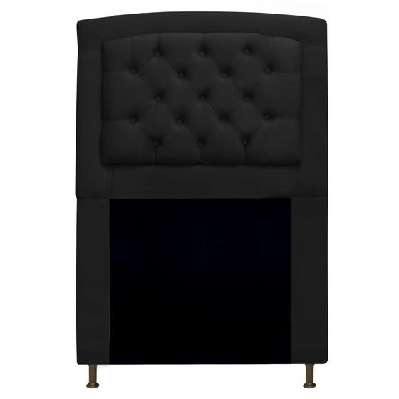 Imagem de Cabeceira Estofada Geovana 90cm para Cama Solteiro Capitonê Suede Preto