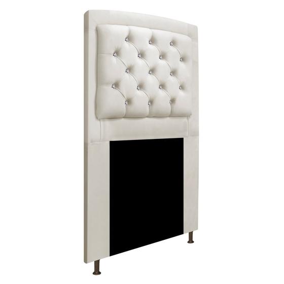 Imagem de Cabeceira Estofada Geovana 90cm para Cama Solteiro com Strass Capitonê material sintético Bege