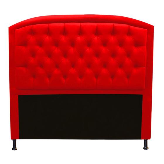 Imagem de Cabeceira Estofada Geovana com Capitonê para Cama Box King Size 195cm material sintético Vermelho