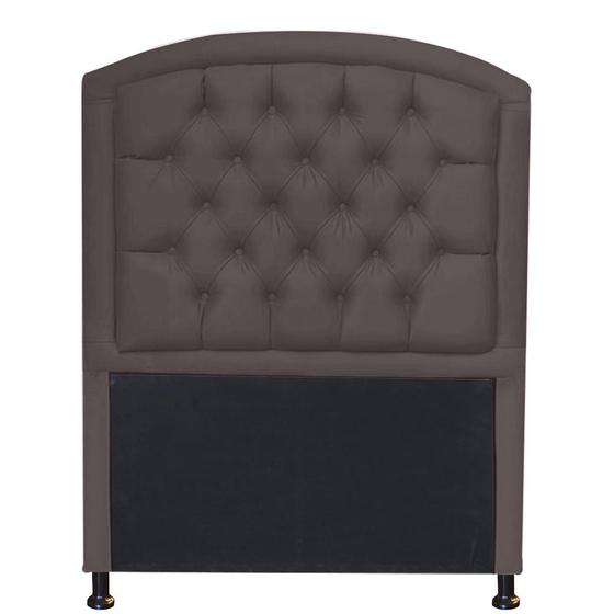Imagem de Cabeceira Estofada Geovana com Capitonê para Cama Box Solteiro 90cm material sintético Marrom