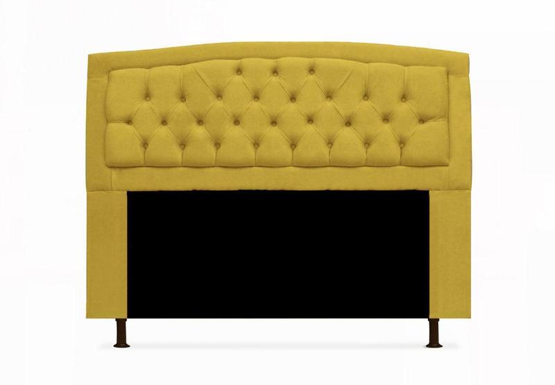 Imagem de Cabeceira Estofada Geovana Para Cama Box King 195 cm Suede Amarelo - DL Decor