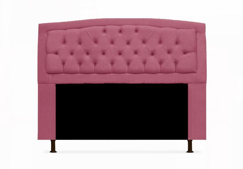 Imagem de Cabeceira Estofada Geovana Para Cama Box King 195 cm Suede Rosa Barbie - LM DECOR