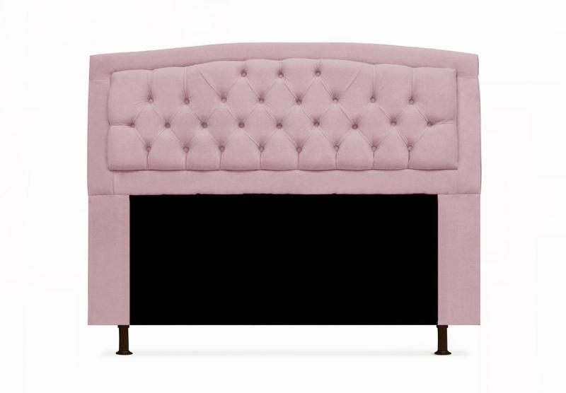 Imagem de Cabeceira Estofada Geovana Para Cama Box King 195 cm Suede Rosa Bebe - DL Decor