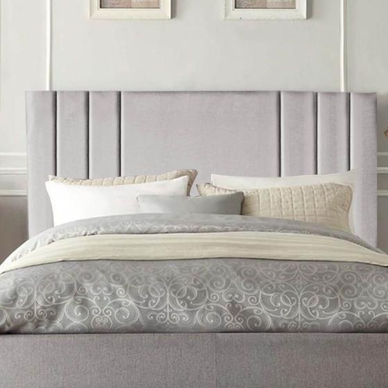 Imagem de Cabeceira Estofada Grécia 100CM Solteiro Suede Cinza Claro- D A DECOR