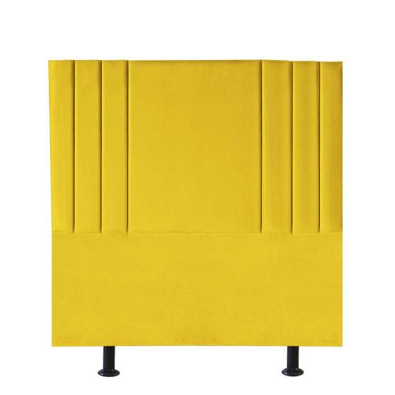 Imagem de Cabeceira Estofada Grécia 90 cm Solteiro Quarto para Cama Box material sintético Amarelo - Damaffê Móveis