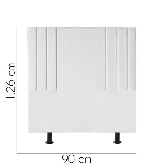 Imagem de Cabeceira Estofada Grécia 90 cm Solteiro Quarto para Cama Box Suede Branco - Damaffê Móveis