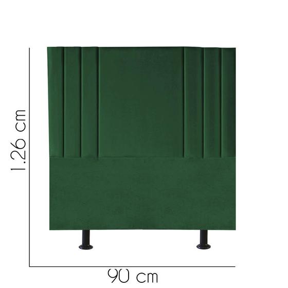 Imagem de Cabeceira Estofada Grécia 90 cm Solteiro Quarto para Cama Box Suede Verde - Damaffê Móveis