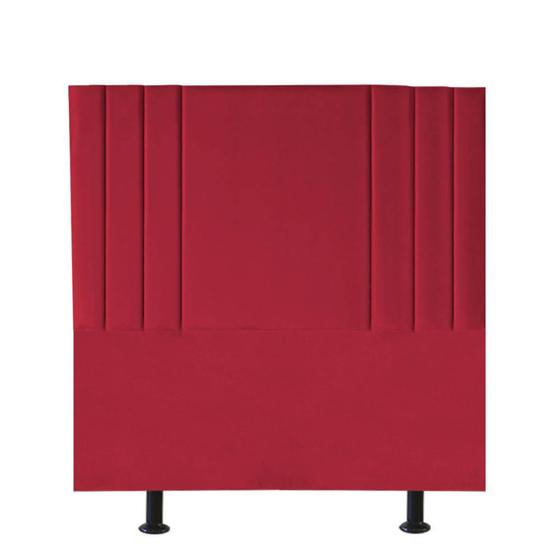 Imagem de Cabeceira Estofada Grécia 90 cm Solteiro Quarto para Cama Box Suede Vermelho - Damaffê Móveis