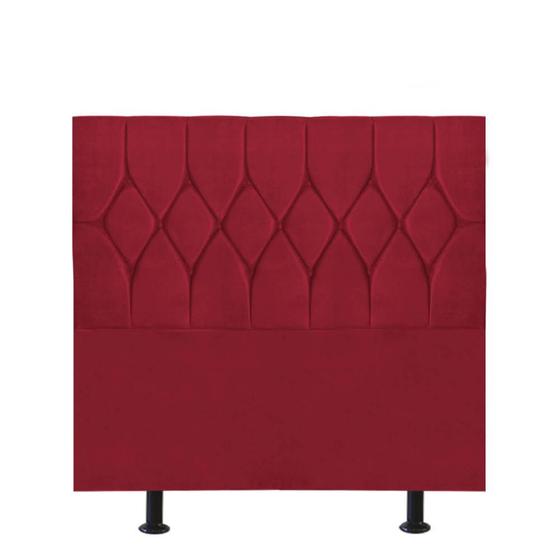 Imagem de Cabeceira Estofada Istambul Botão Capitonê 120cm Viúva Solteirão Para Cama Box Quarto Suede Vermelho - Ahz Móveis