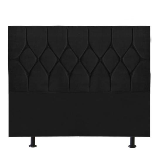 Imagem de Cabeceira Estofada Istambul Capitonê 140 cm Casal Quarto para Cama Box Suede Preto - Damaffê Móveis