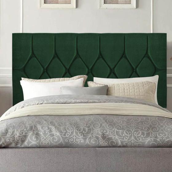 Imagem de Cabeceira Estofada Istambul Capitonê 140 cm Casal Quarto para Cama Box Suede Verde - Damaffê Móveis