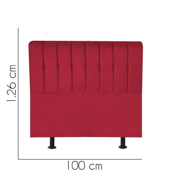 Imagem de Cabeceira Estofada Kiara 100 cm Solteiro Quarto para Cama Box Suede Vermelho - Damaffê Móveis