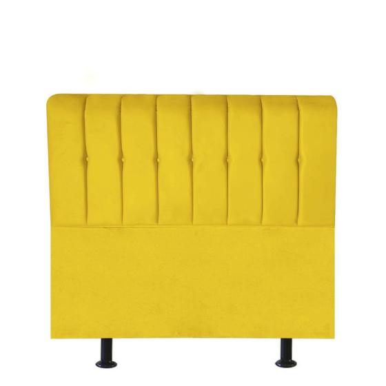 Imagem de Cabeceira Estofada Kiara 100cm Solteiro Para Cama Box Quarto Suede Amarelo - Ahazzo Móveis