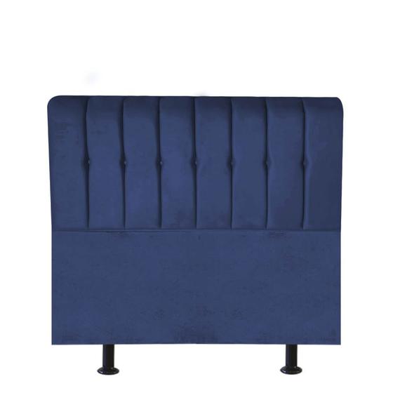 Imagem de Cabeceira Estofada Kiara 120cm Viúva Solteirão Para Cama Box Quarto Suede Azul Marinho - Ahazzo Móveis