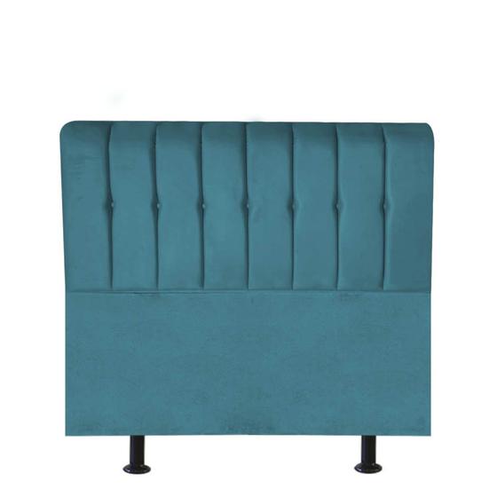 Imagem de Cabeceira Estofada Kiara 120cm Viúva Solteirão Para Cama Box Quarto Suede Azul Turquesa - Ahazzo Móveis