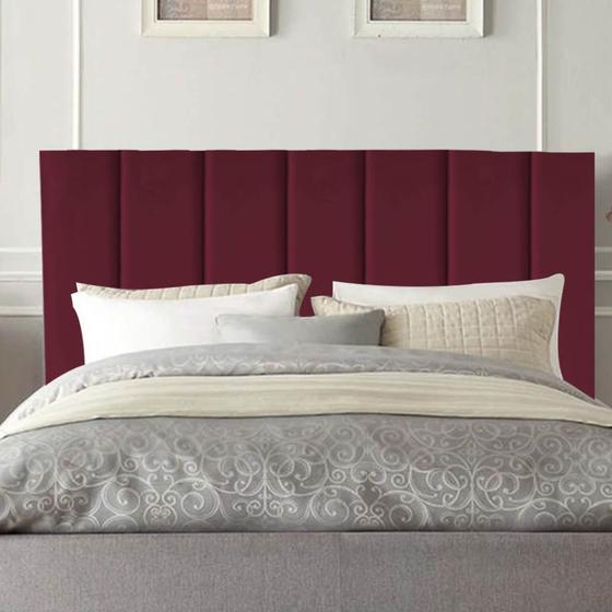 Imagem de Cabeceira Estofada King 195CM Carla II Suede Bordo - D A DECOR