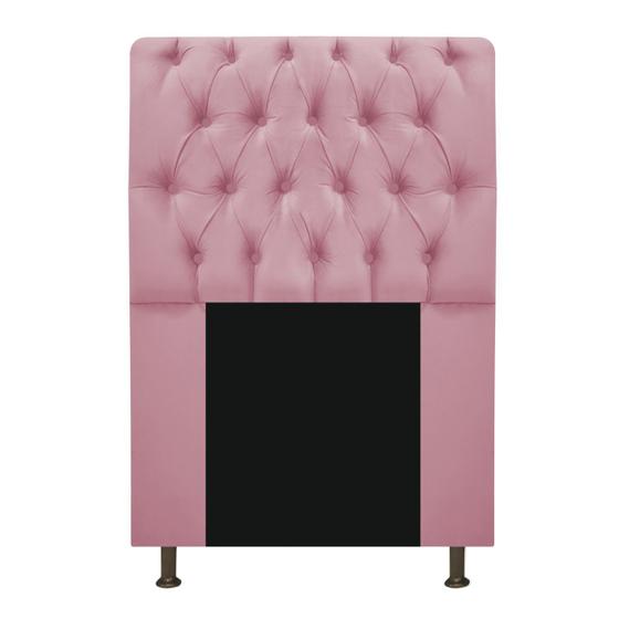 Imagem de Cabeceira Estofada Lady 100 cm para Cama Solteiro com Capitonê Suede Rosa Bebê - Damaffê Móveis