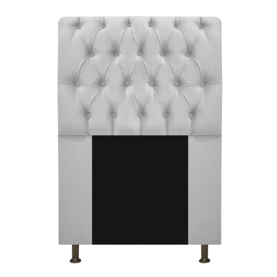 Imagem de Cabeceira Estofada Lady 100 cm Solteiro Com Capitonê Suede Branco - Damaffê Móveis
