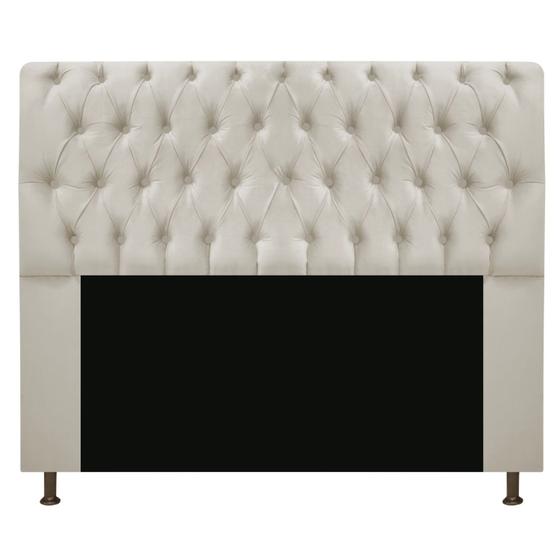 Imagem de Cabeceira Estofada Lady 140 cm Casal Com Capitonê  Suede Bege - Damaffê Móveis