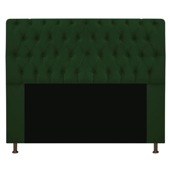 Imagem de Cabeceira Estofada Lady 140 cm para Cama Casal com Capitonê  Suede Verde