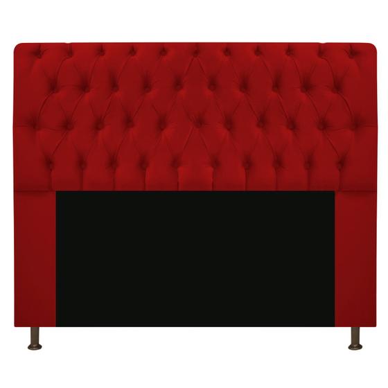 Imagem de Cabeceira Estofada Lady 140 cm para Cama Casal com Capitonê  Suede Vermelho