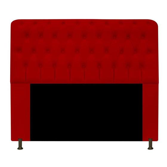 Imagem de Cabeceira Estofada Lady 195cm King Size Capitonê Suede Vermelho - Damaffê Móveis