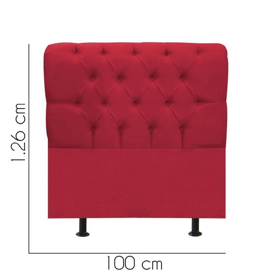 Imagem de Cabeceira Estofada Lady Capitonê 100 cm Solteiro Quarto para Cama Box Tecido Sintético Vermelho - Damaffê Móveis