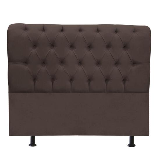 Imagem de Cabeceira Estofada Lady Capitonê 160 cm Queen Size Quarto para Cama Box Suede Marrom - Damaffê Móveis