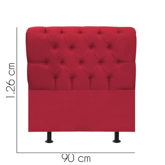 Imagem de Cabeceira Estofada Lady Capitonê 90 cm Solteiro Quarto para Cama Box material sintético Vermelho - Damaffê Móveis