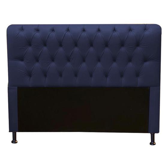 Imagem de Cabeceira Estofada Lady Capitonê para Cama Box Queen Size 160cm Suede Azul Marinho