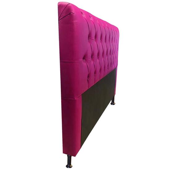 Imagem de Cabeceira Estofada Lady com Botões de Strass para Cama Box King Size 195cm material sintético Pink