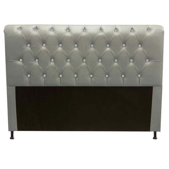 Imagem de Cabeceira Estofada Lady com Botões de Strass para Cama Box King Size 195cm Suede Bege