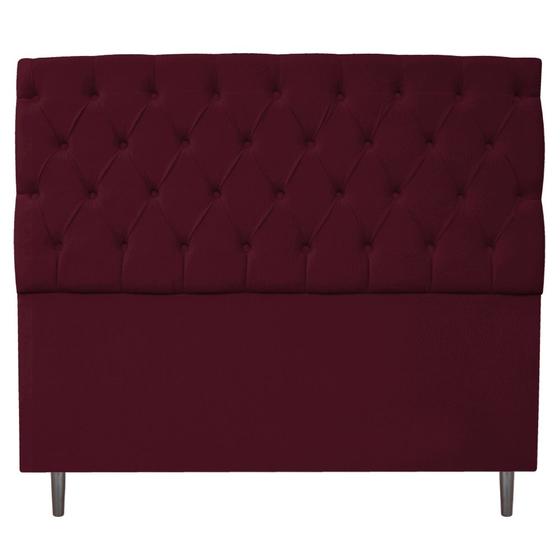 Imagem de Cabeceira Estofada Liverpool 140 cm Casal Suede Bordô - ADJ Decor