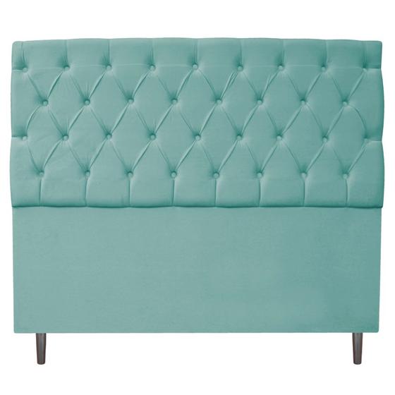 Imagem de Cabeceira Estofada Liverpool 160 cm Queen Size Suede Azul Tiffany - ADJ Decor