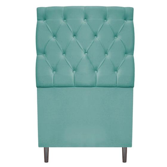 Imagem de Cabeceira Estofada Liverpool 90 cm Solteiro Suede Azul Tiffany - ADJ Decor