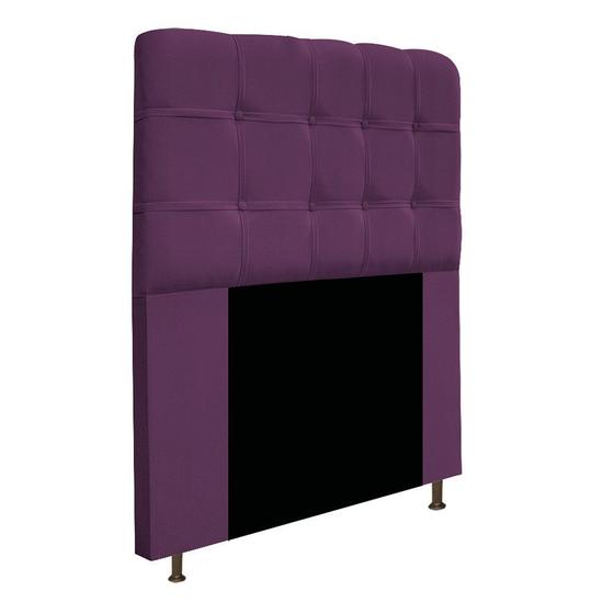Imagem de Cabeceira Estofada Mel 100 cm para Cama Solteiro com Botonê Suede Roxo