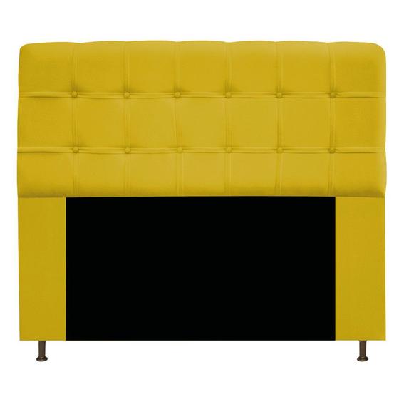 Imagem de Cabeceira Estofada Mel 140 cm Casal Com Botonê  Suede Amarelo - ADJ Decor