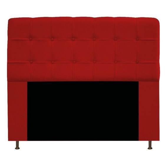 Imagem de Cabeceira Estofada Mel 140 cm Casal Com Botonê  Suede Vermelho - Damaffê Móveis