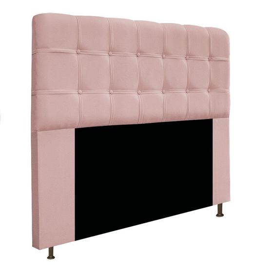 Imagem de Cabeceira Estofada Mel 160 cm para Cama Queen Size com Botonê Suede Rosê - Damaffê Móveis