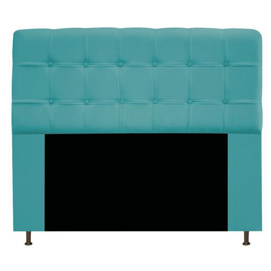 Imagem de Cabeceira Estofada Mel 160 cm Queen Size Com Botonê Suede Azul Turquesa - Damaffê Móveis