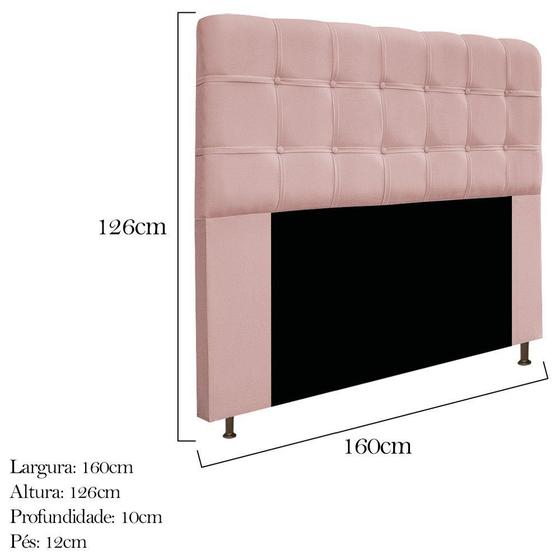 Imagem de Cabeceira Estofada Mel 160 cm Queen Size Com Botonê Suede Rosê - KDAcanto Móveis